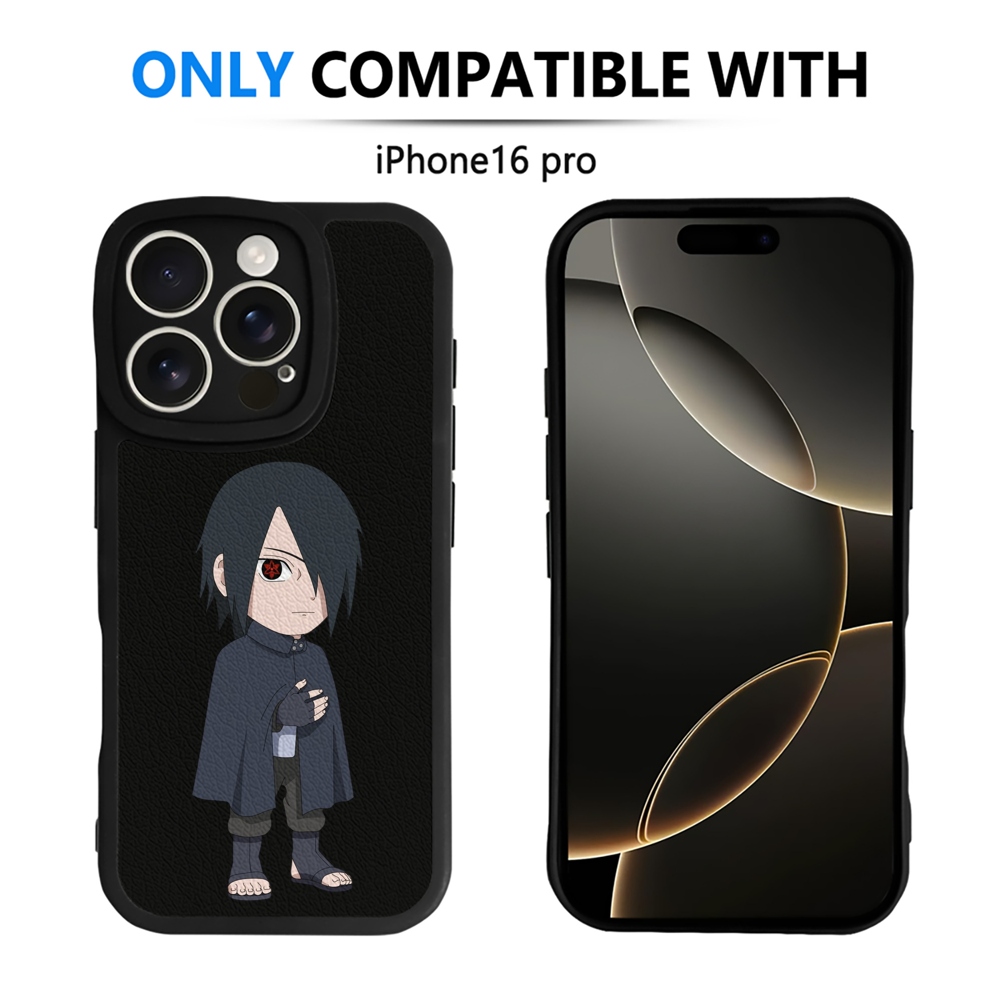 （画像用） NARUTO -ナルト- うちは サスケ Uchiha Sasuke 【iPhone 16シリーズ対応】シリコンスマホケース（レザー調） 材質：シリコン